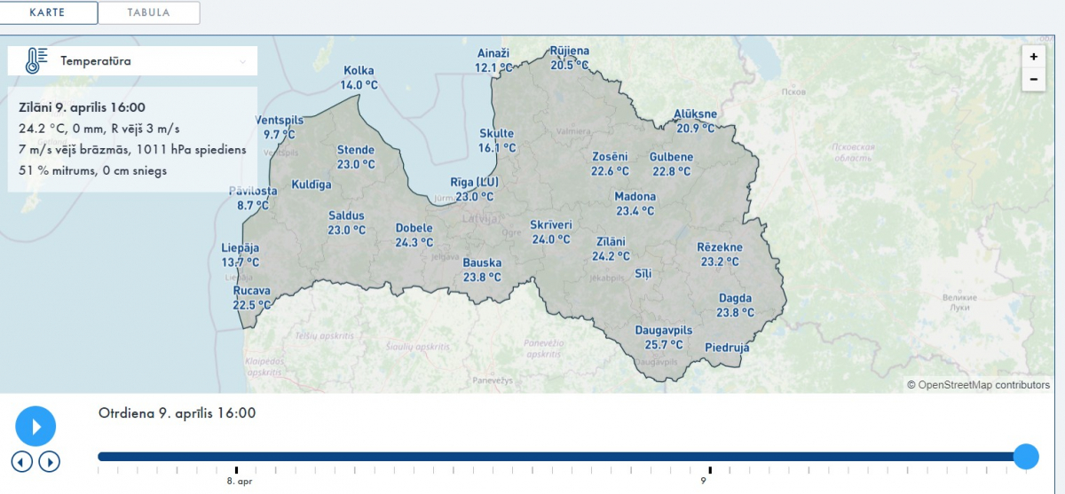 Latvijā, tajā skaitā arī Jēkabpilī, pārspēts aprīļa siltuma rekords