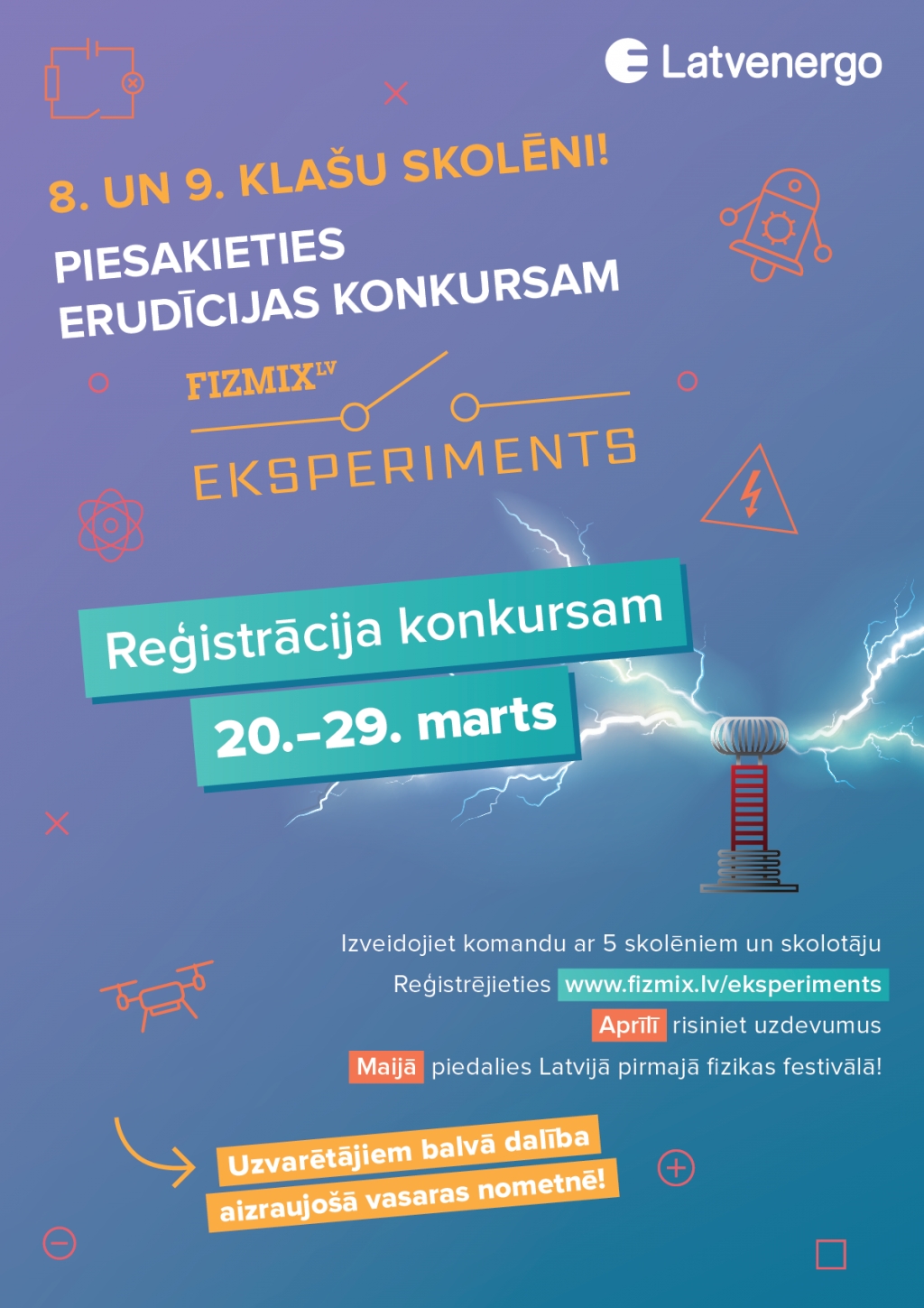 Skolas visā Latvijā aicinātas pieteikties fizikas erudīcijas konkursam “FIZMIX Eksperiments”