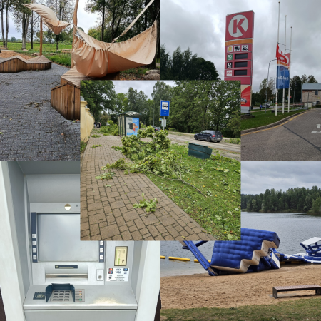 Jēkabpils vētras laikā palika bez elektrības, sakariem, ūdensapgādes un interneta. Svētdienas vakarā pamazām situācija normalizējas (FOTO)