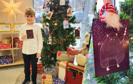 "Latvijas pasts" Jēkabpils novada BJC audzēkņa zīmējumu pārveido Ziemassvētku kartītē (FOTO)