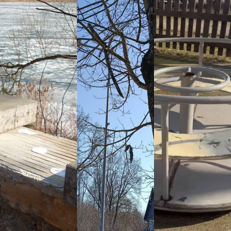 Mums raksta: Jēkabpils Mežaparkā demolē infrastruktūru, Rīgas ielas kokos karājas sprunguļi, Bebru ielā – bīstams rotaļu laukums (FOTO)