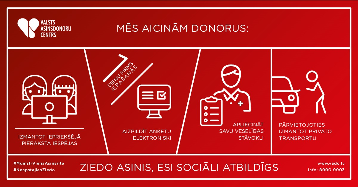 6.aprīlī Jēkabpilī Valsts Asinsdonoru centrs aicina ziedot asinis