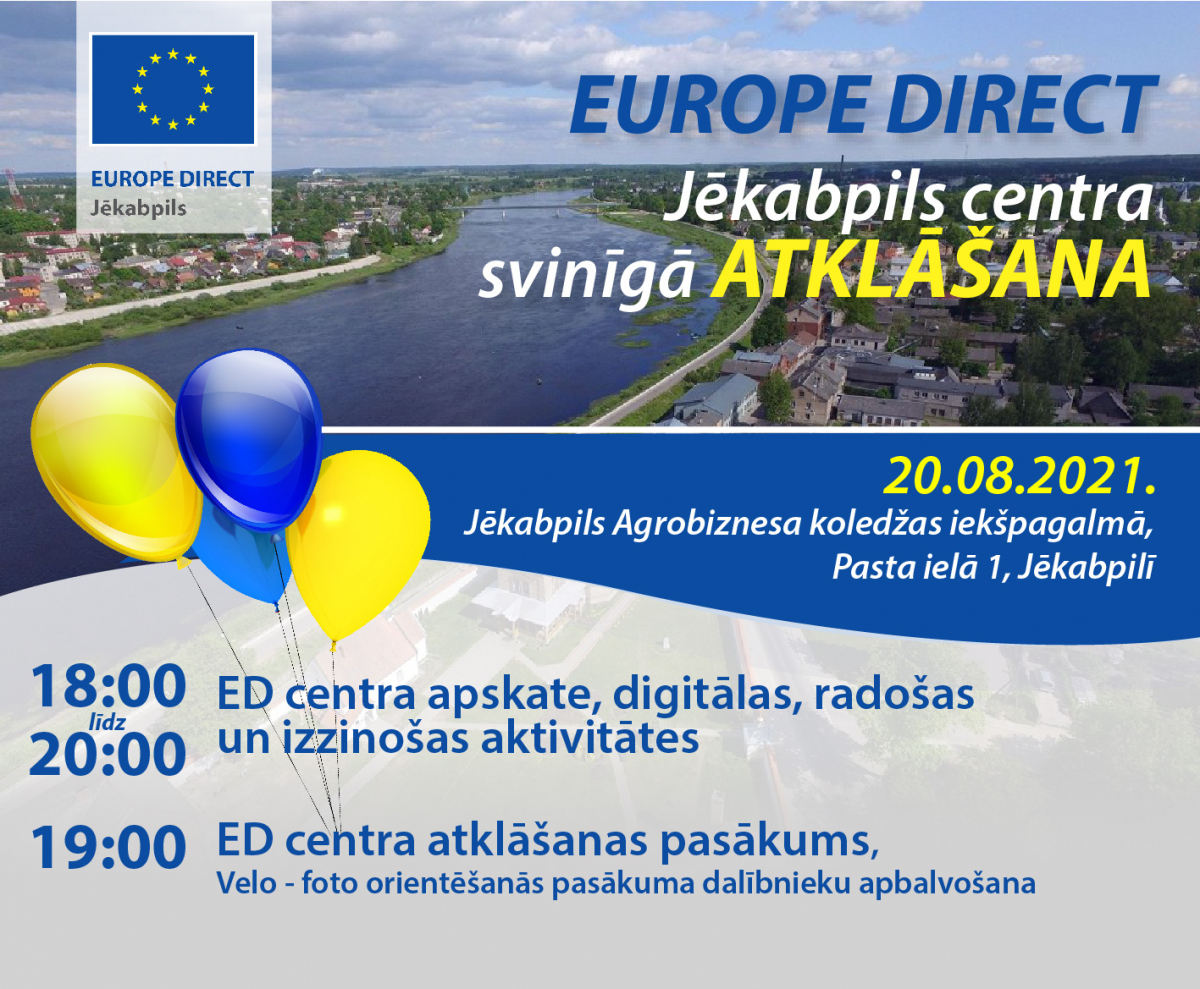 Aicina uz EUROPE DIRECT Jēkabpils centra atklāšanu