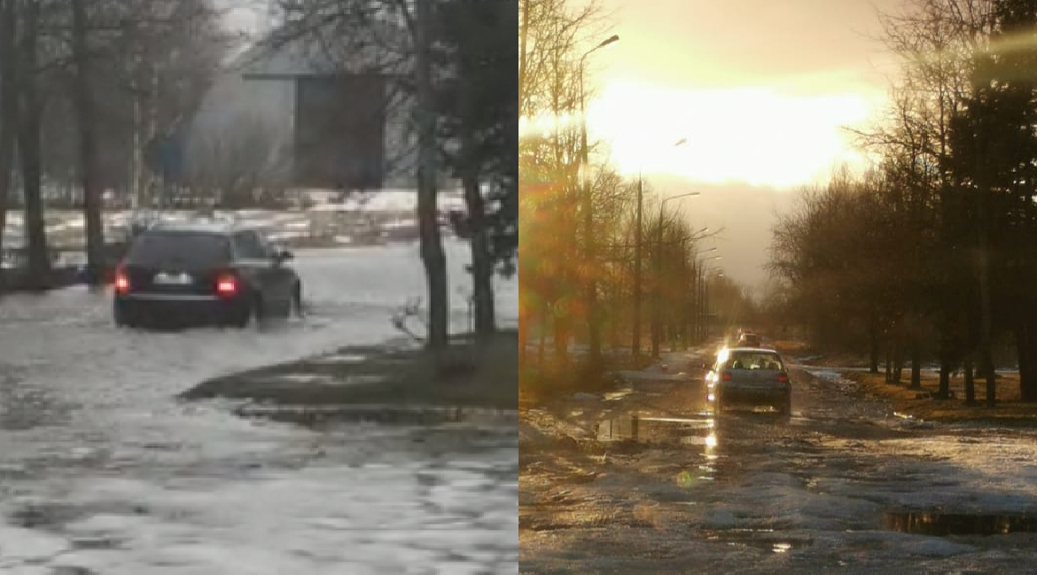 Mums raksta: Jēkabpils novada pašvaldības dienesti operatīvi likvidē lielu peļķi Jēkabpilī, Ķieģeļu ielā