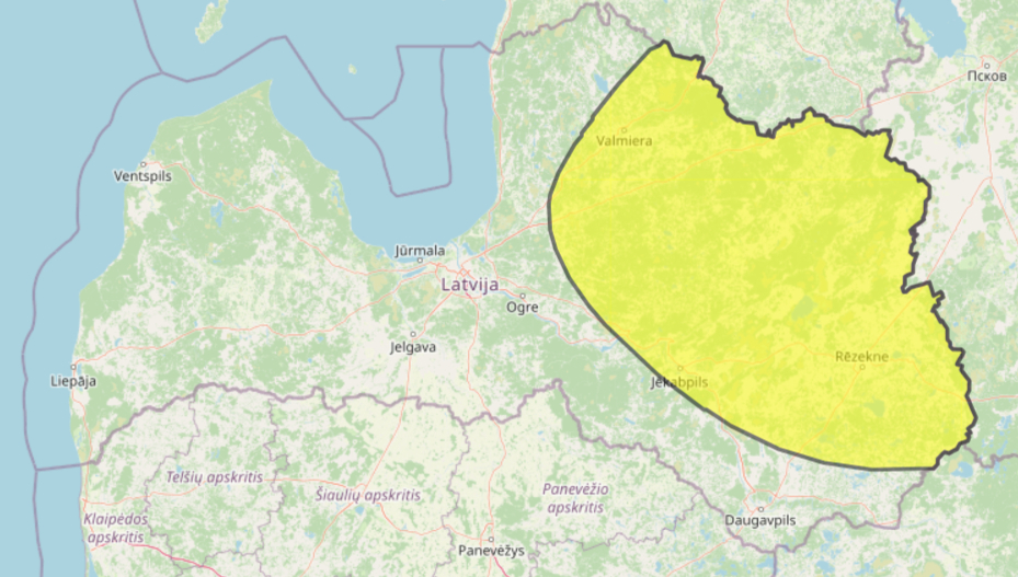 Dzeltenais sniega brīdinājums – Latvijas austrumos putinās