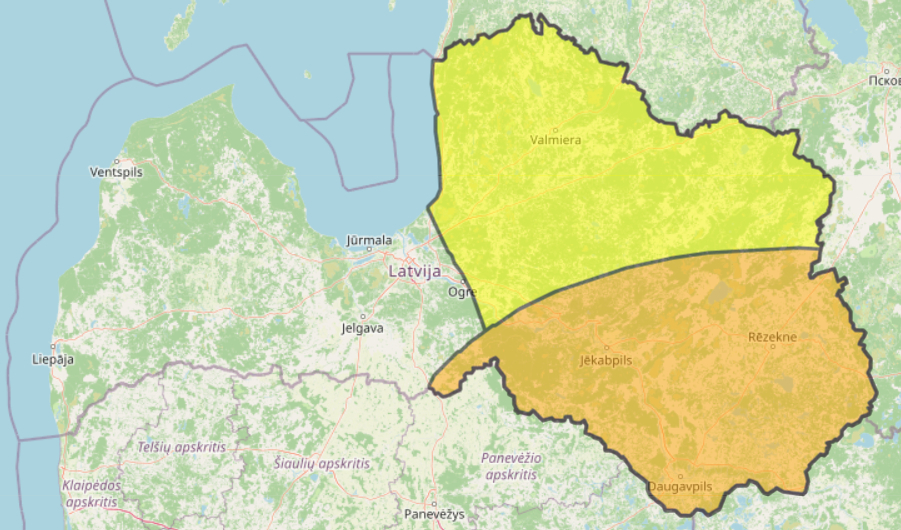 Izplata oranžās pakāpes brīdinājumu par gaidāmiem negaisiem valsts dienvidaustrumos, arī Jēkabpils apkārtnē