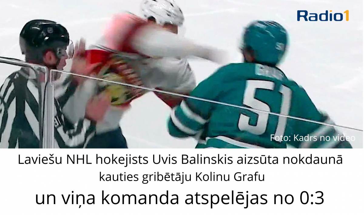 Latviešu aizsargs Uvis Balinskis aizsūta nokdaunā kauties gribētāju Kolinu Grafu, viņa komanda atspēlējas no 0:3