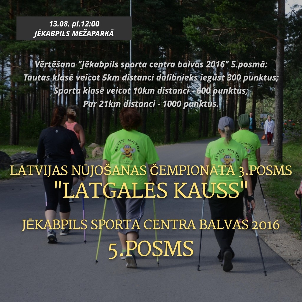 Mežaparkā norisināsies Latvijas nūjošanas čempionāta 3.posms “Latgales kauss”