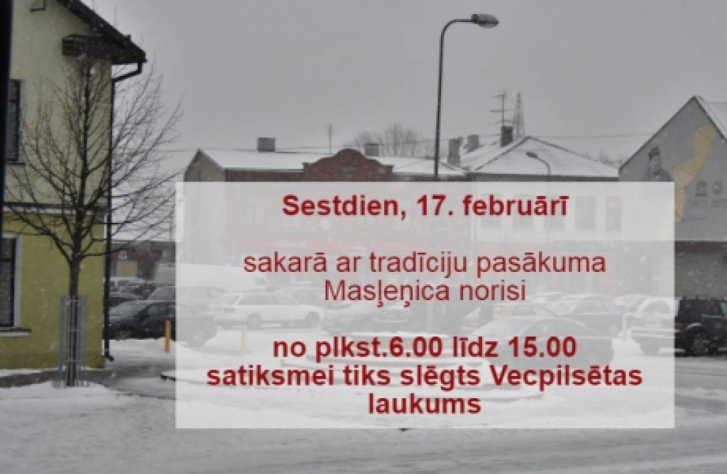 17.februārī satiksmei uz laiku tiks slēgts Vecpilsētas laukums