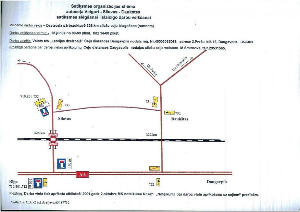 28.jūnijā būs slēgta dzelzceļa pārbrauktuve uz autoceļa Veiguri - Silavas - Daukstes