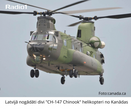 Latvijā nogādāti divi "CH-147 Chinook" helikopteri no Kanādas
