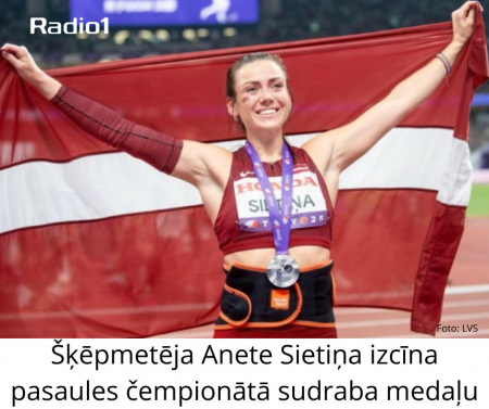 Šķēpmetēja Sietiņa pasaules čempionātā izcīna sudraba medaļu