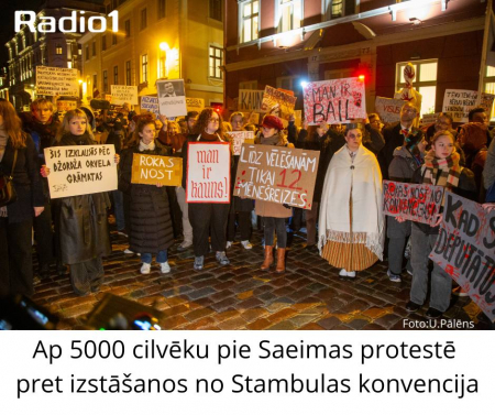Ap 5000 cilvēku pie Saeimas protestē pret izstāšanos no Stambulas konvencijas