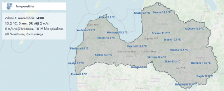 Novērojumu stacijā Zīlānos pārspēts 7.novembra siltuma rekords