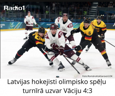 Latvijas hokejisti olimpisko spēļu turnīrā uzvar Vāciju