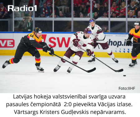 Latvijas hokejisti pasaules čempionātā uzvar Vāciju